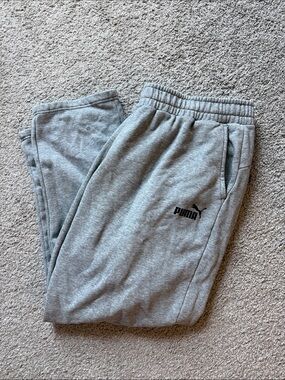 Puma Mens Gray Logo Fleece Joggers